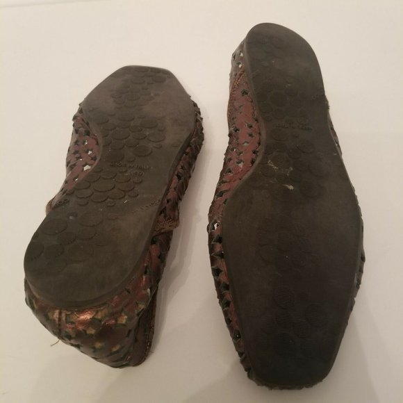 Jimmy Choo Bronze Brown Leather Star Cutout Flats - Picture 7 of 8